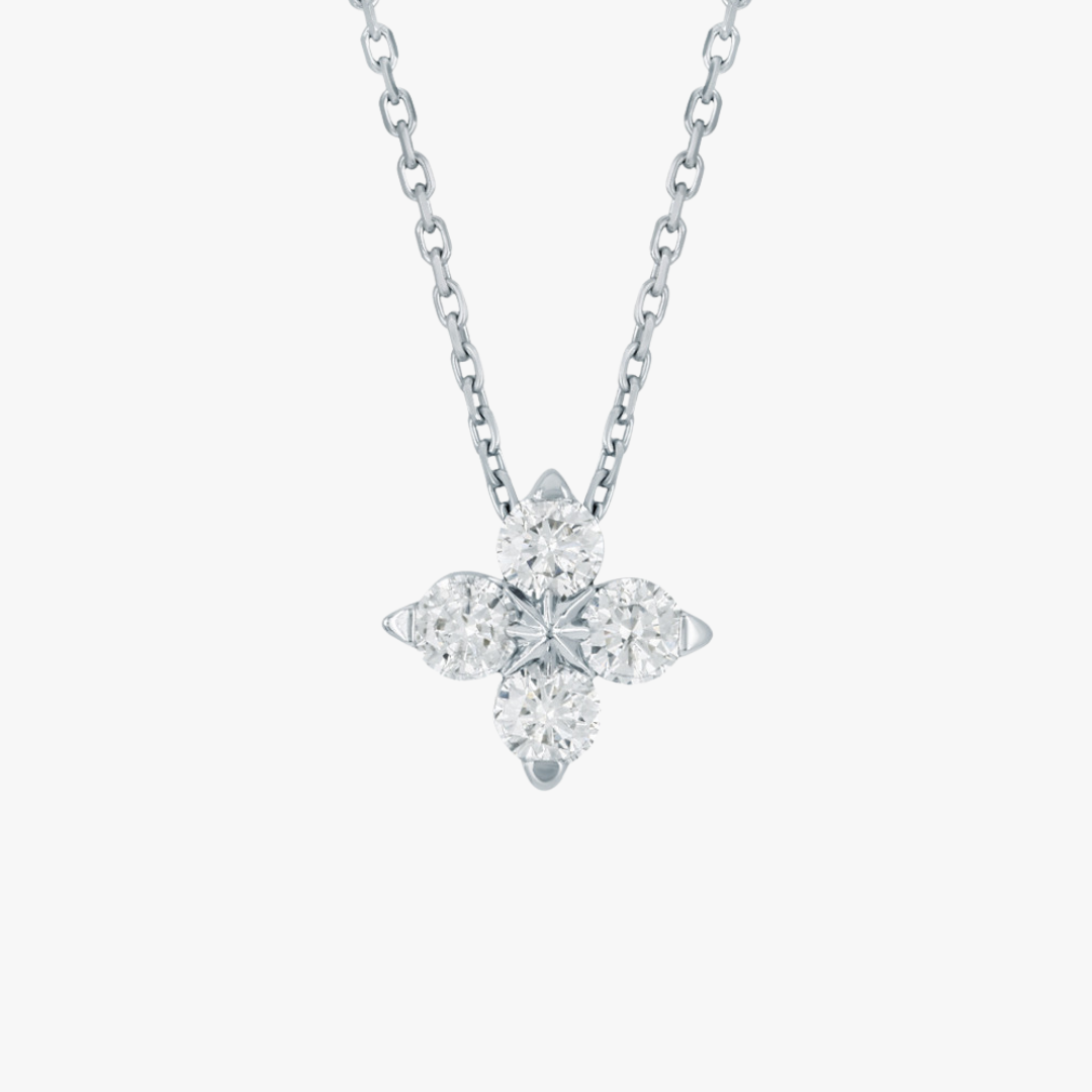 Kette mit Anhänger 14kt Weißgold mit 4 Diamanten