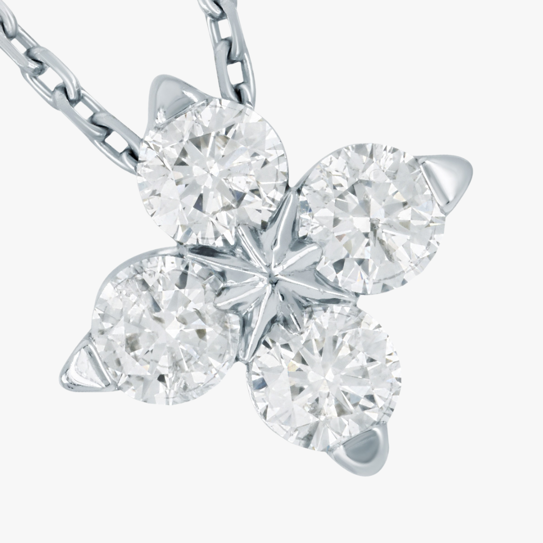 Kette mit Anhänger 14kt Weißgold mit 4 Diamanten