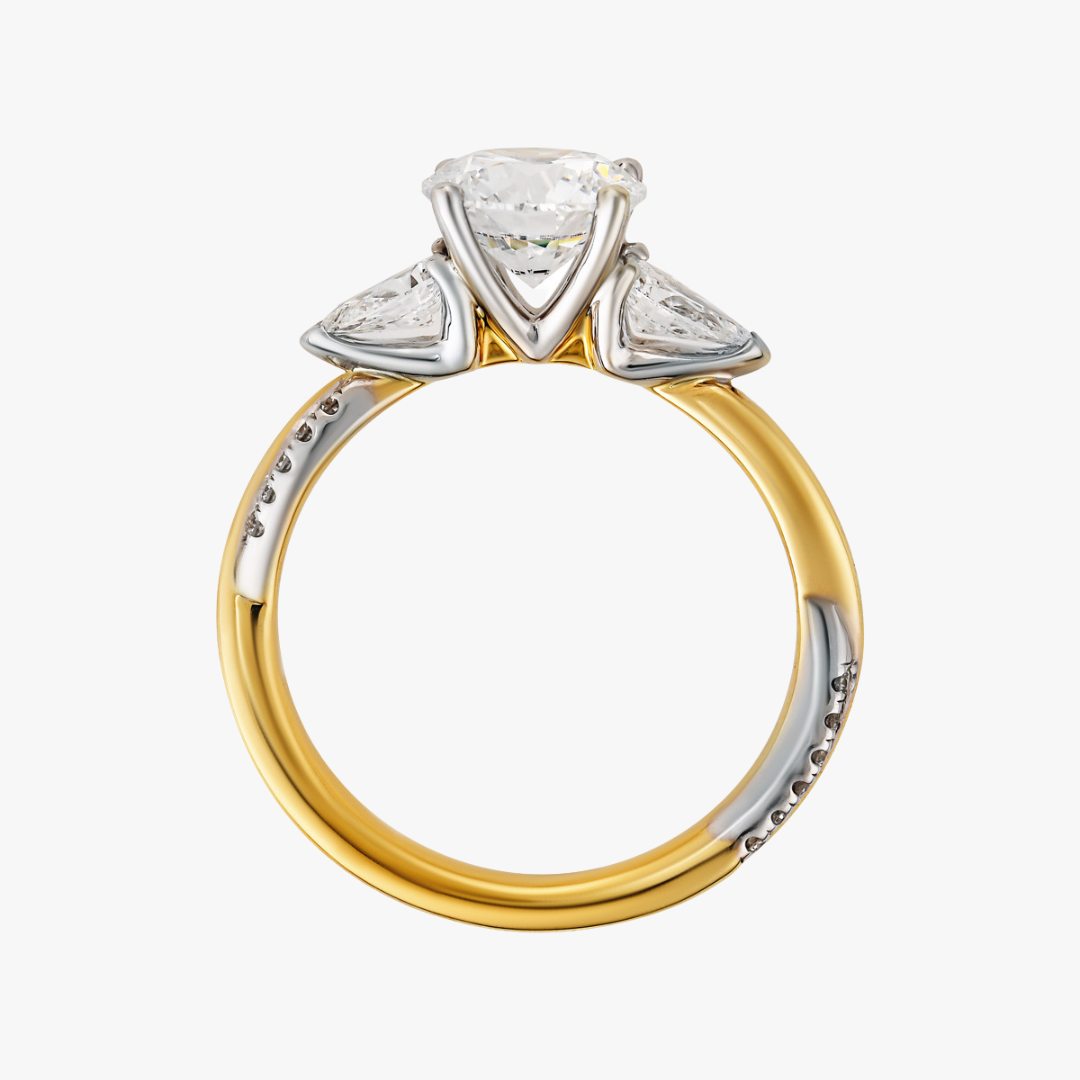Verlobungsring 14kt Gelb- und Weißgold mit 3 Lab-Grown Diamanten 2.10ct