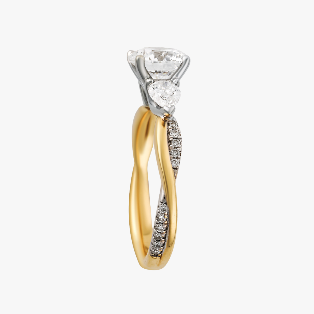 Verlobungsring 14kt Gelb- und Weißgold mit 3 Lab-Grown Diamanten 2.10ct