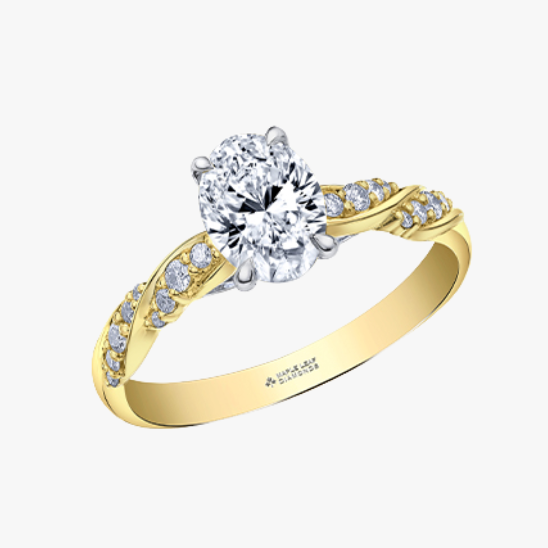 Oval Verlobungsring in Gelbgold