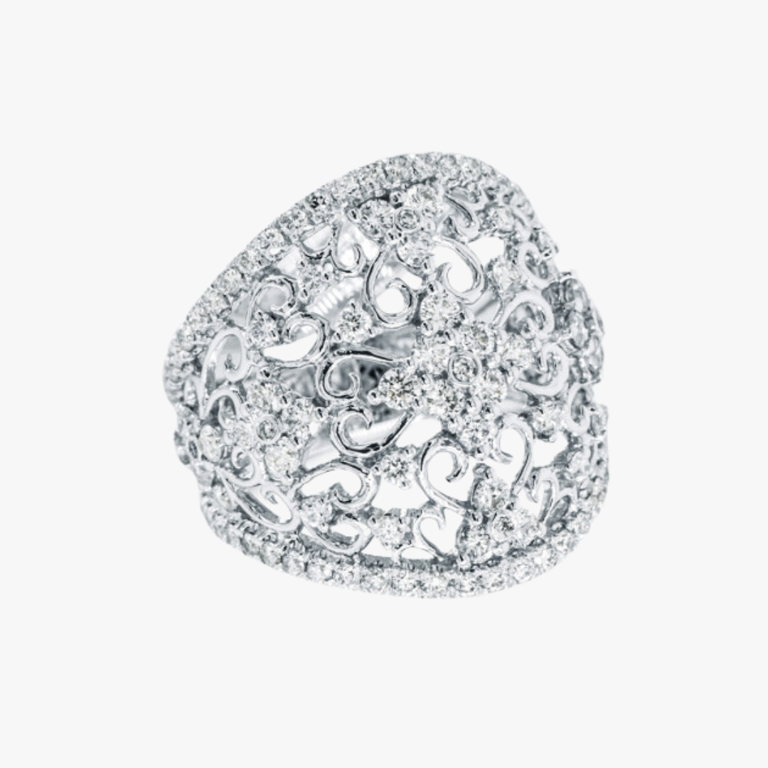 18kt Weißgold Damenring mit Diamanten