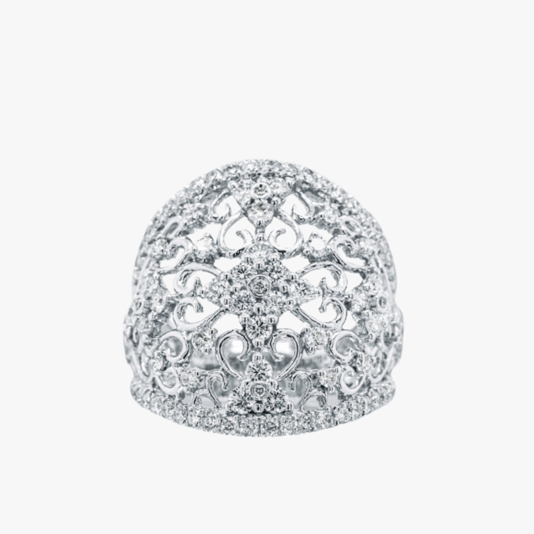 18kt Weißgold Damenring mit Diamanten