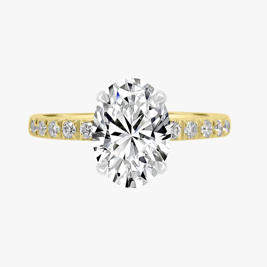 Verlobungsring Laborgezüchtet Oval 14kt Gelbgold