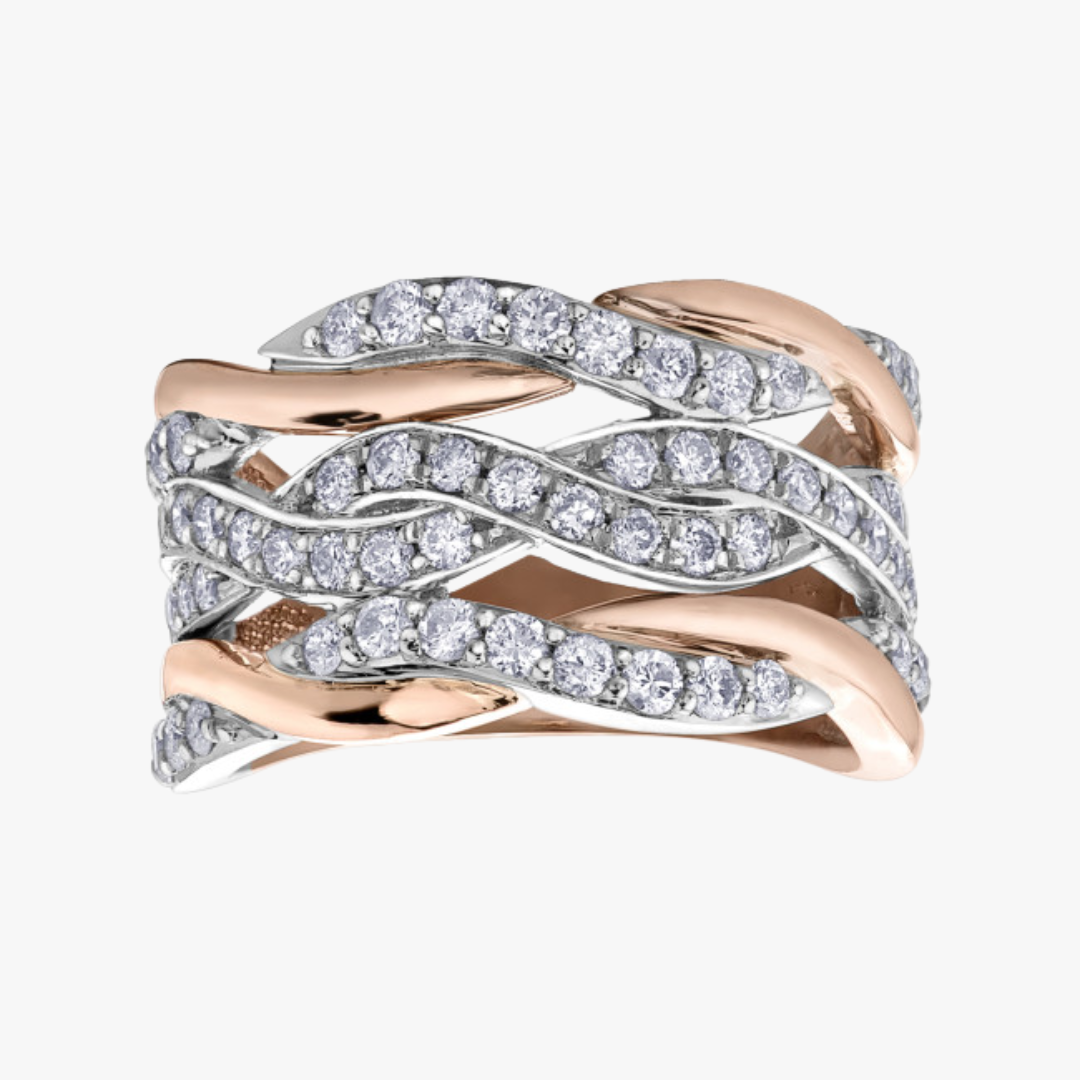 10kt Rosegold Ring mit Diamanten