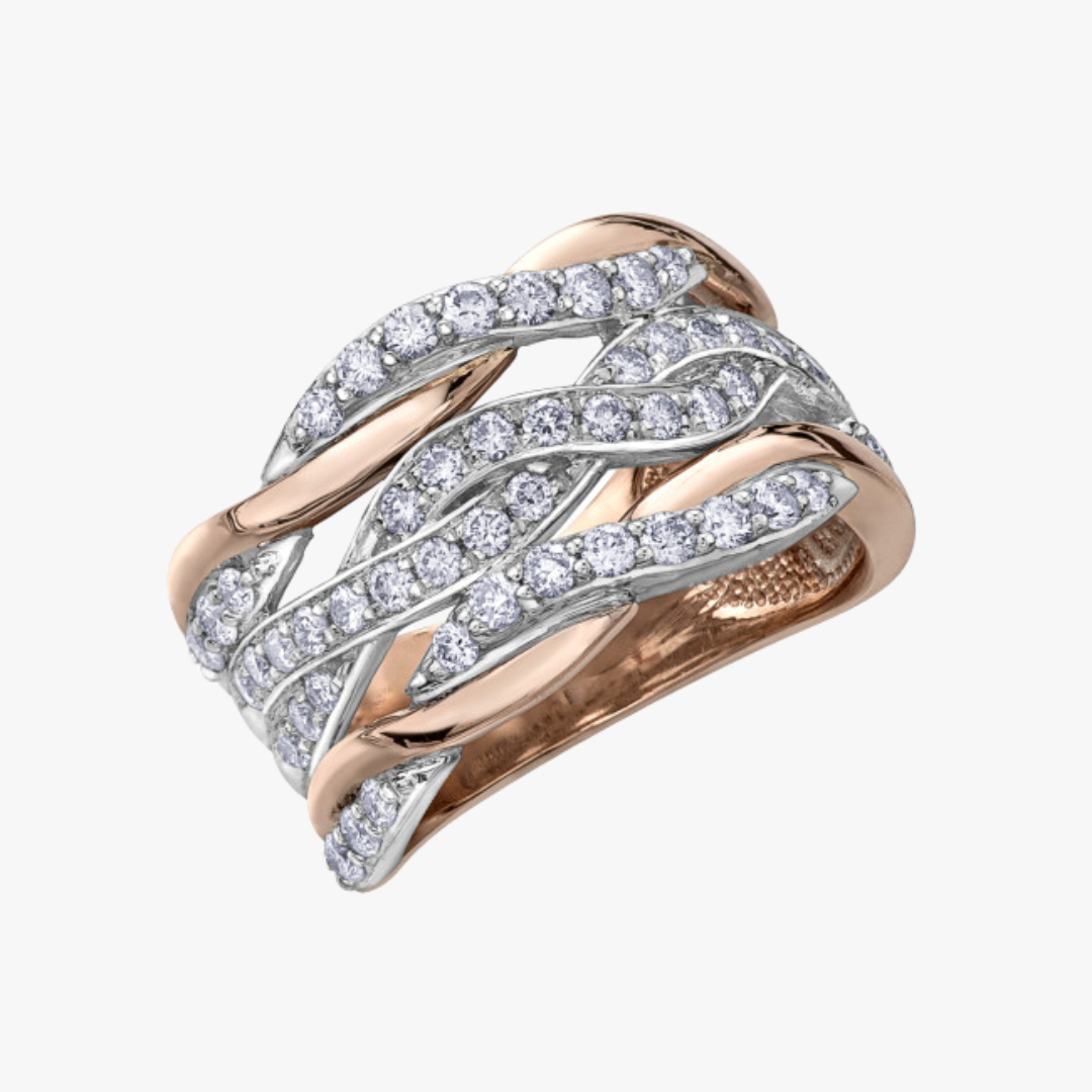10kt Rosegold Ring mit Diamanten