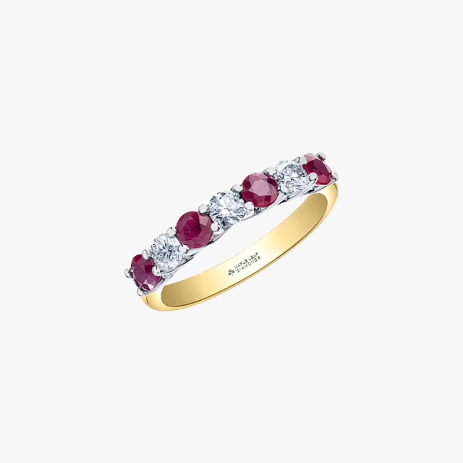 Memoryring 14kt Gelb- und Weißgold mit Rubinen und Diamanten