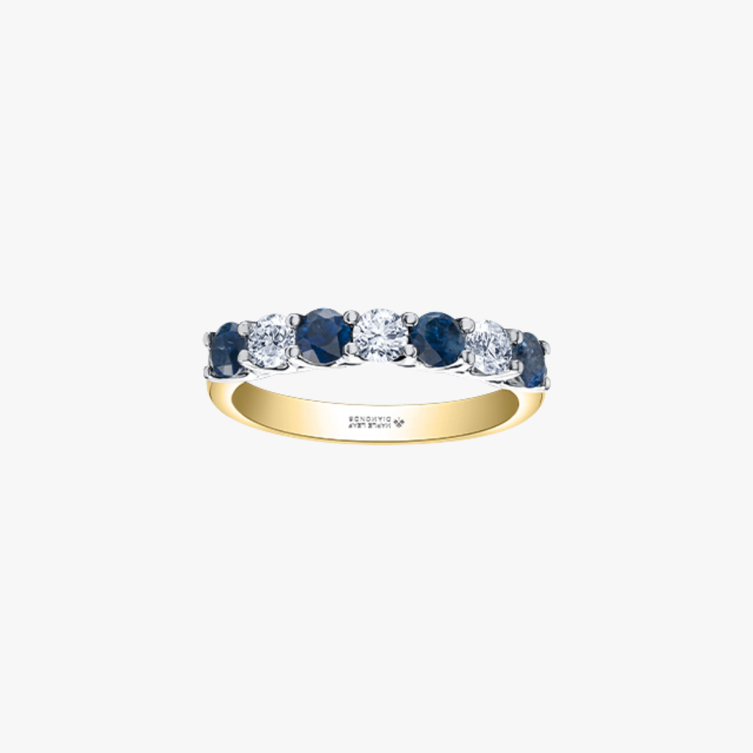 Memoryring mit Diamanten und Saphiren