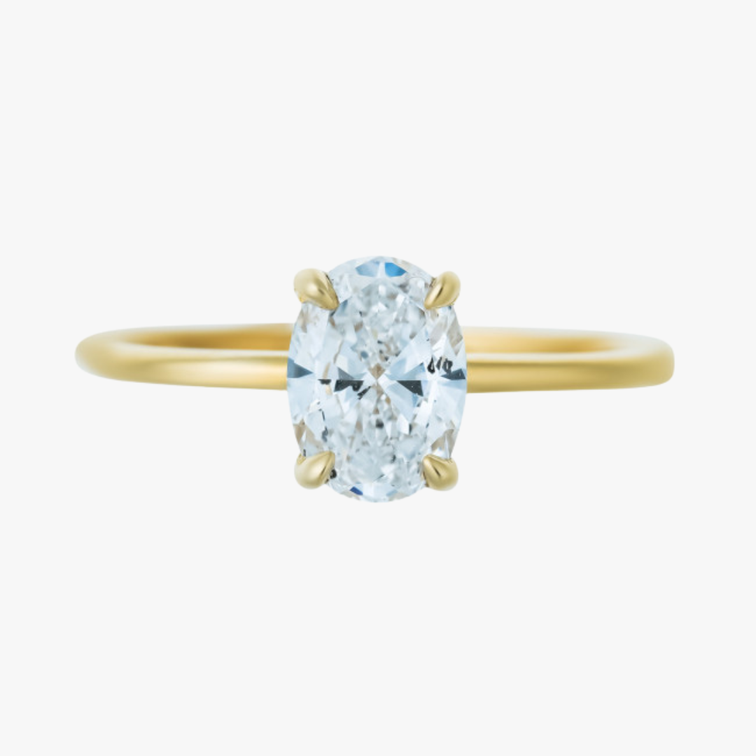 Verlobungsring 14kt Gelbgold mit 1.05ct Oval Lab-Grown Diamant