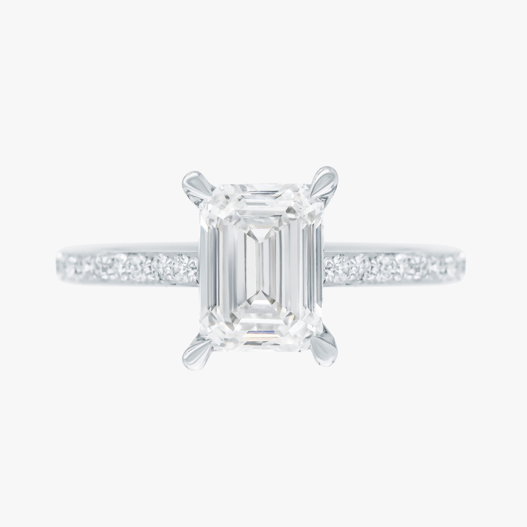 Emerald Cut Verlobungring in Weißgold mit Lab-grown Diamant