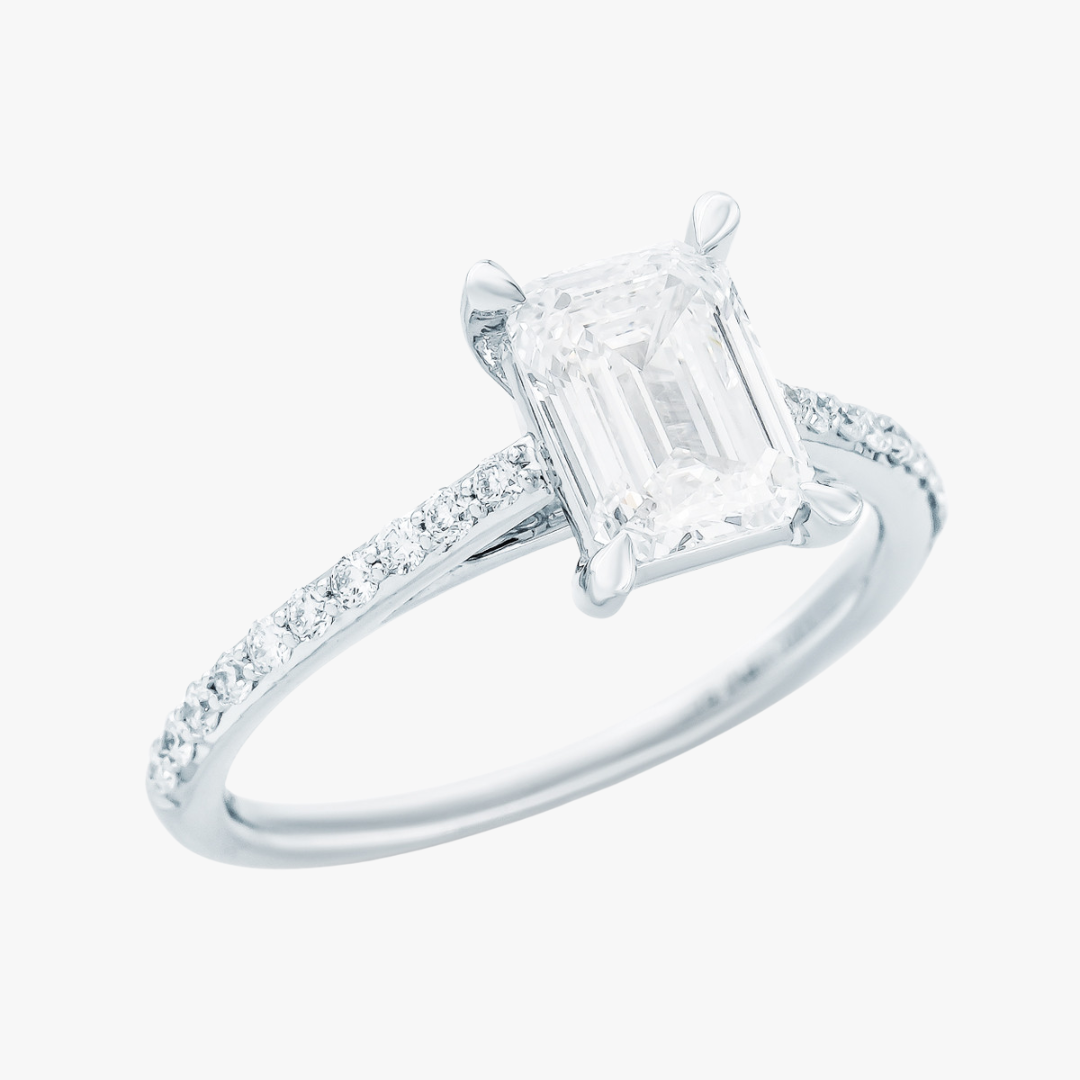 Emerald Cut Verlobungring in Weißgold mit Lab-grown Diamant
