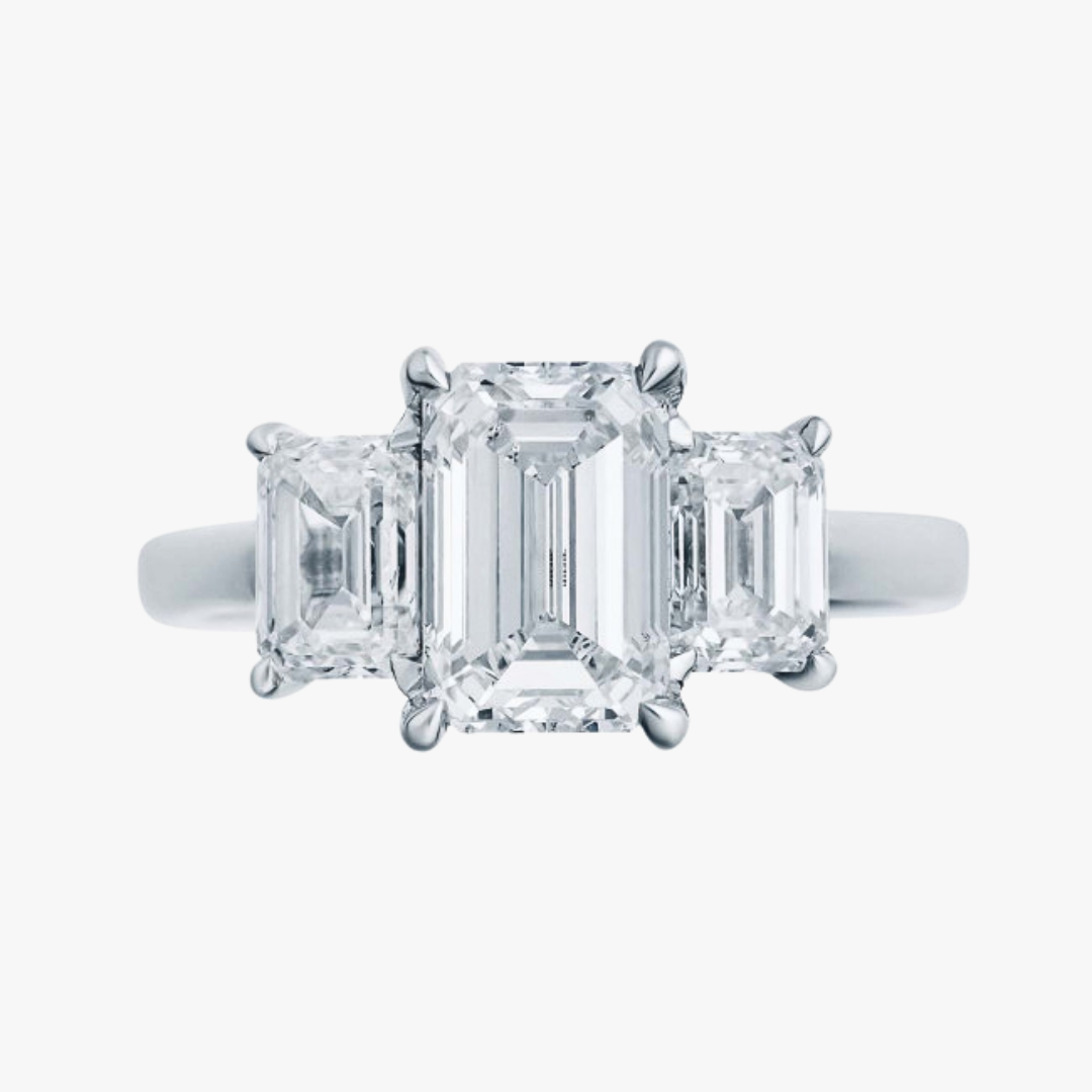 3 Steine Emerald Cut Diamant Ring
