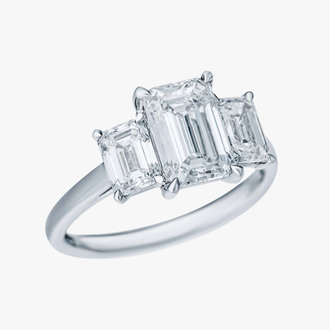 3 Steine Emerald Cut Diamant Ring