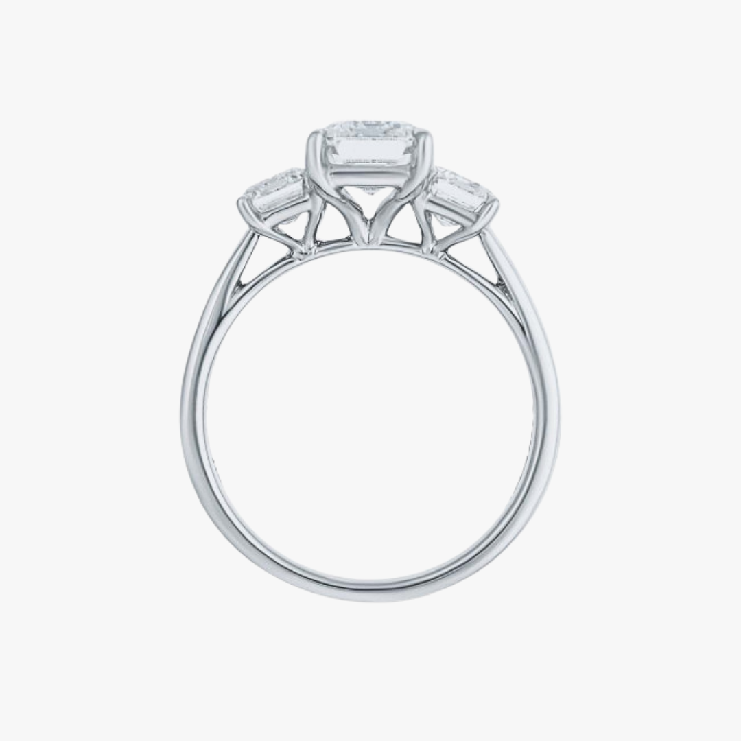 3 Steine Emerald Cut Diamant Ring