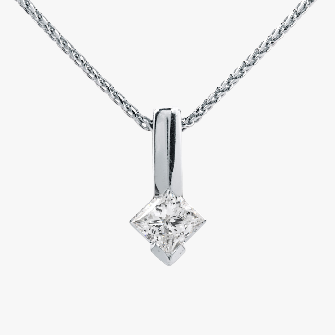 Kette 14kt Weißgold mit 0.51ct Diamant-Anhänger