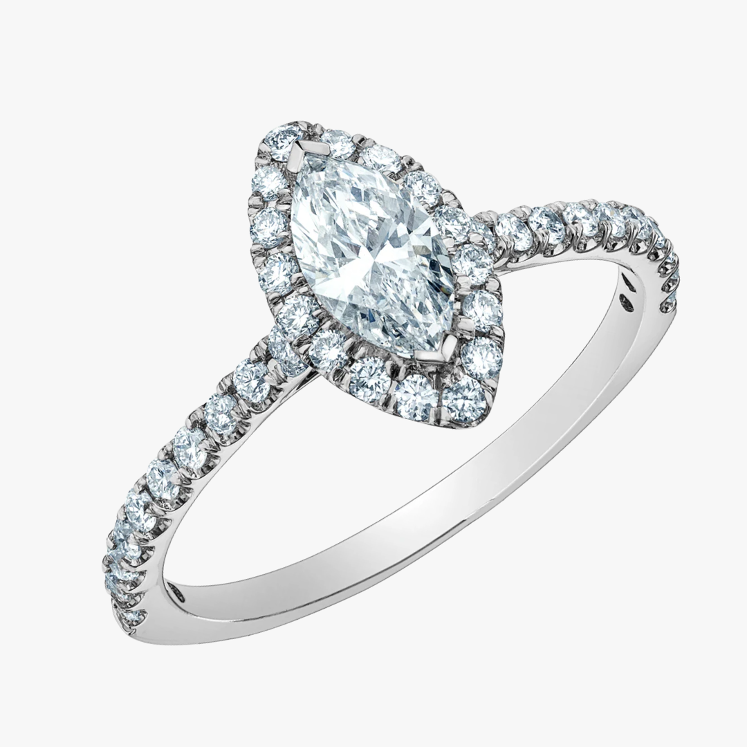 Verlobungsring 14kt Weißgold mit 0.53ct Marquise Lab-Grown Diamant