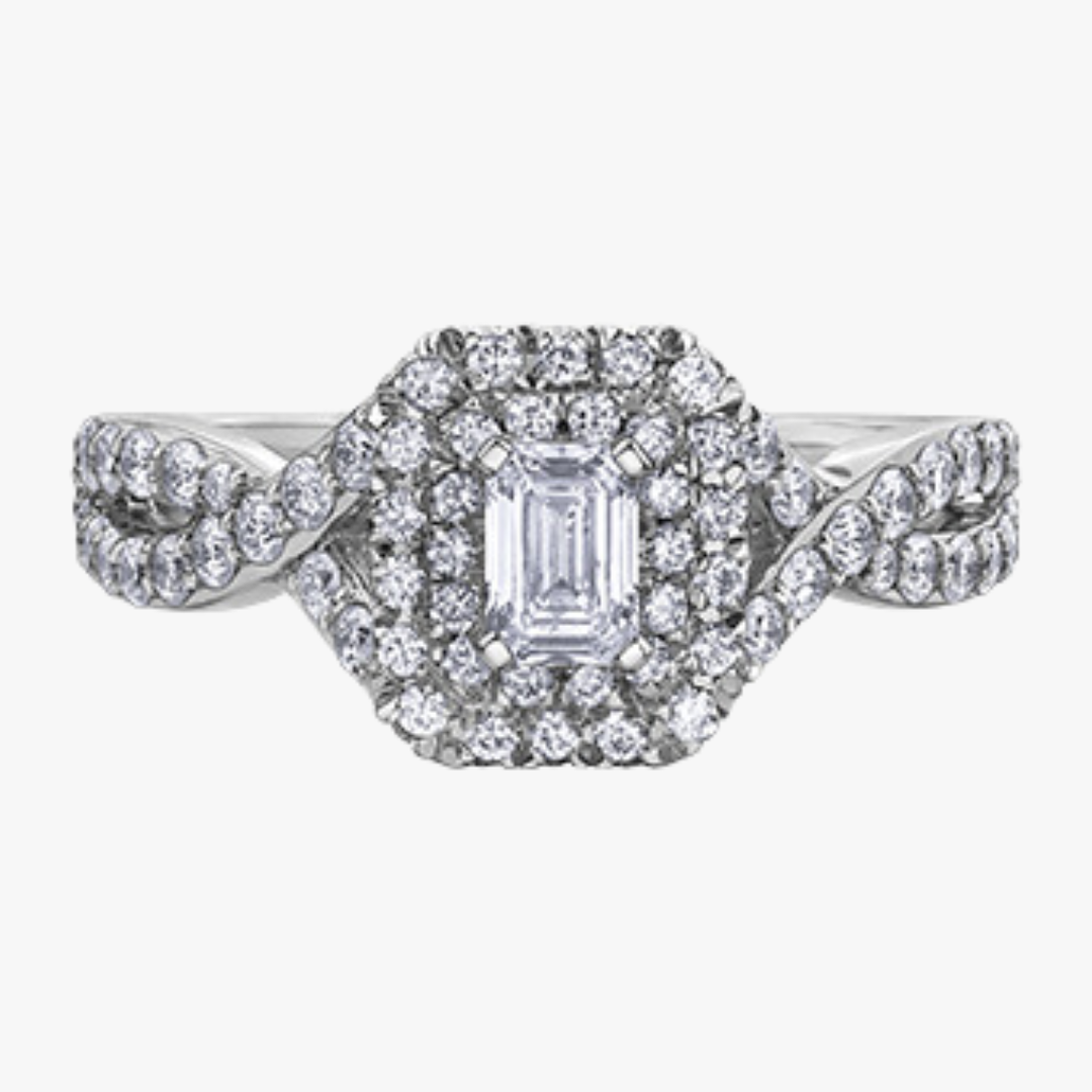 Diamant Emerald Cut Ring in Weißgold