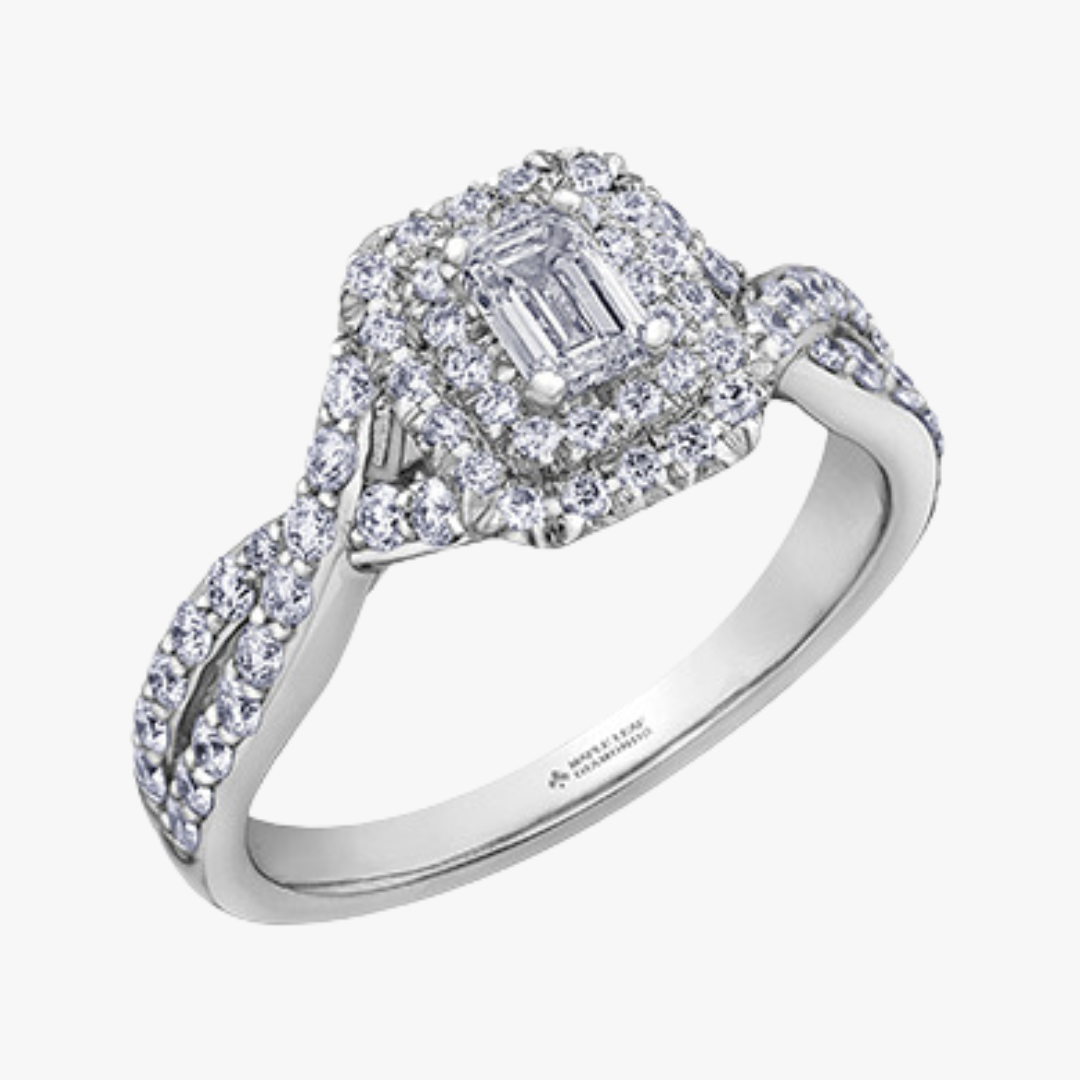 Diamant Emerald Cut Ring in Weißgold