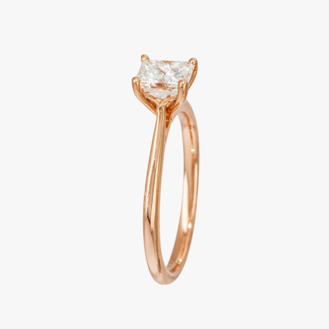 Diamant Verlobungsring Princess Cut Rosègold Seitenansicht