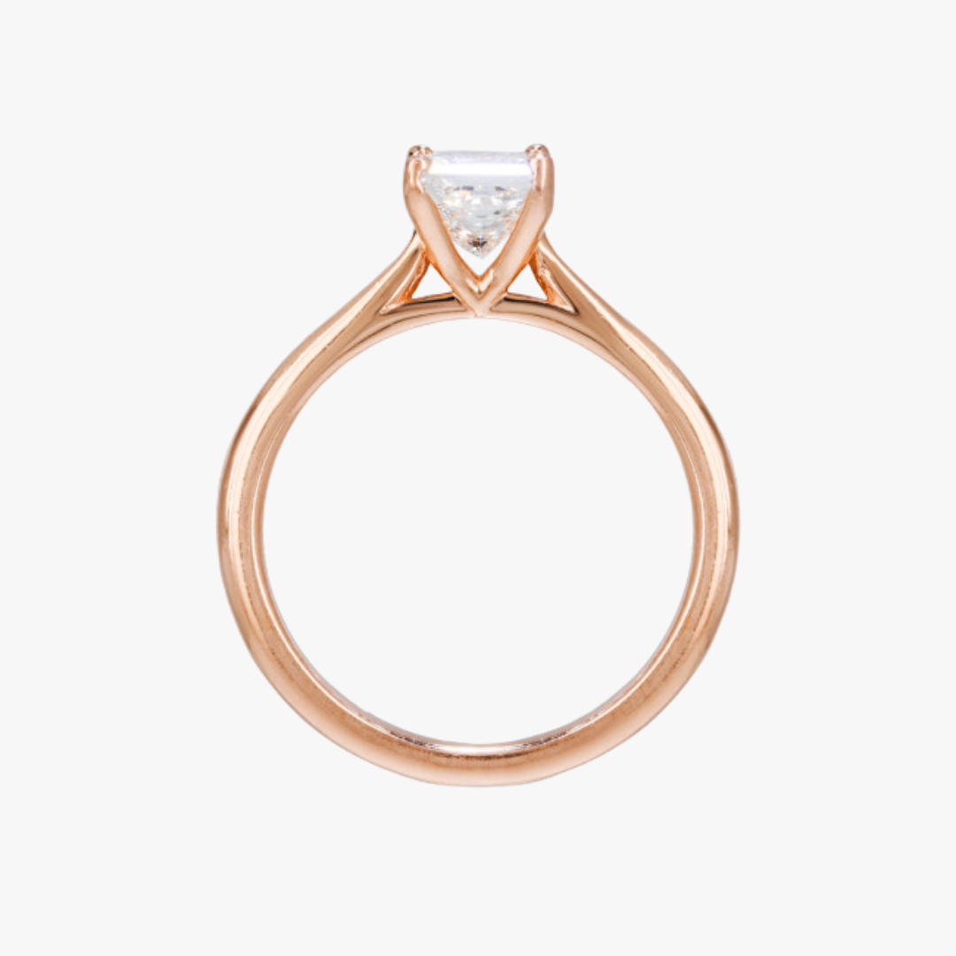 Diamant Verlobungsring Princess Cut Rosègold Seitenansicht