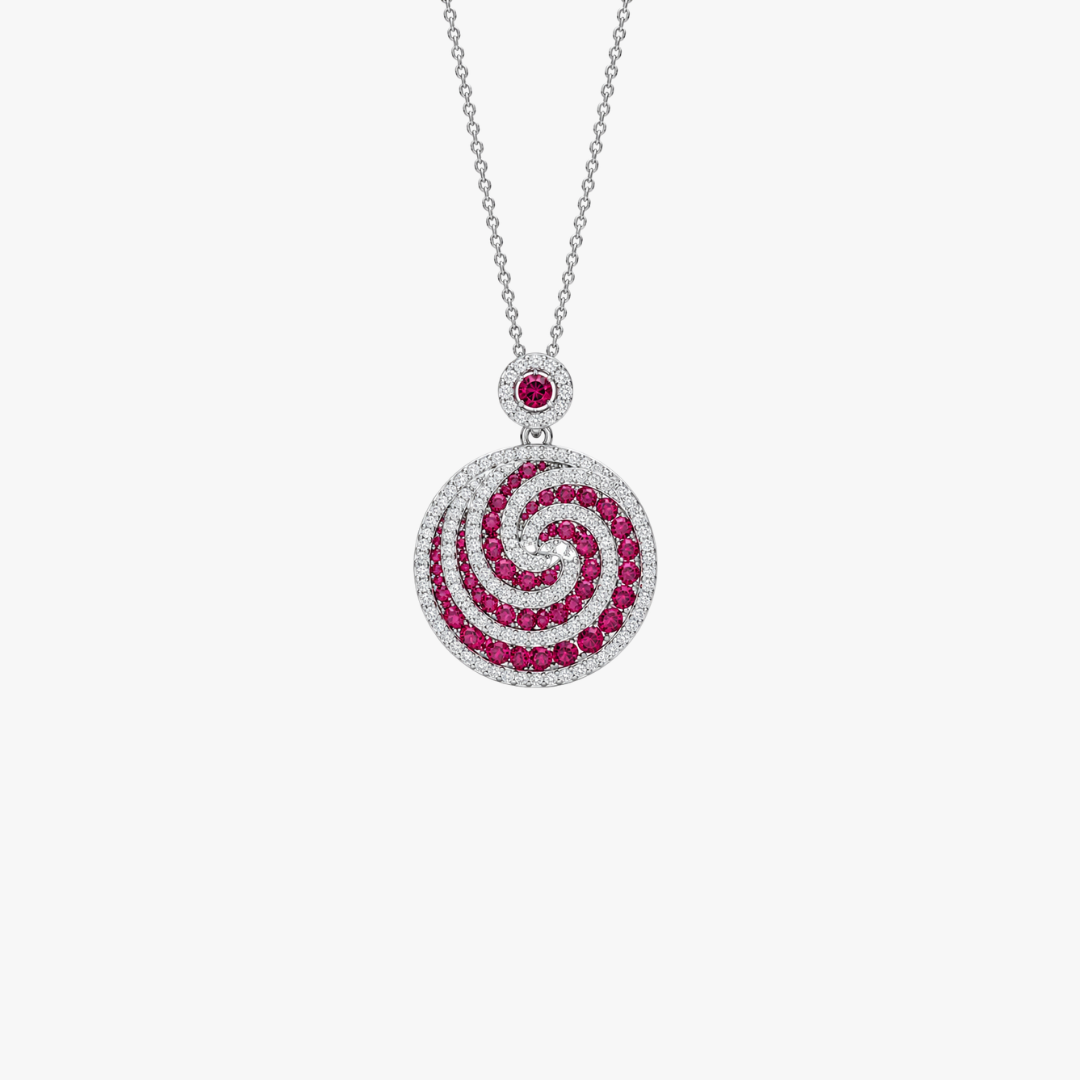 Ruby und Diamant Halskette in Weißgold