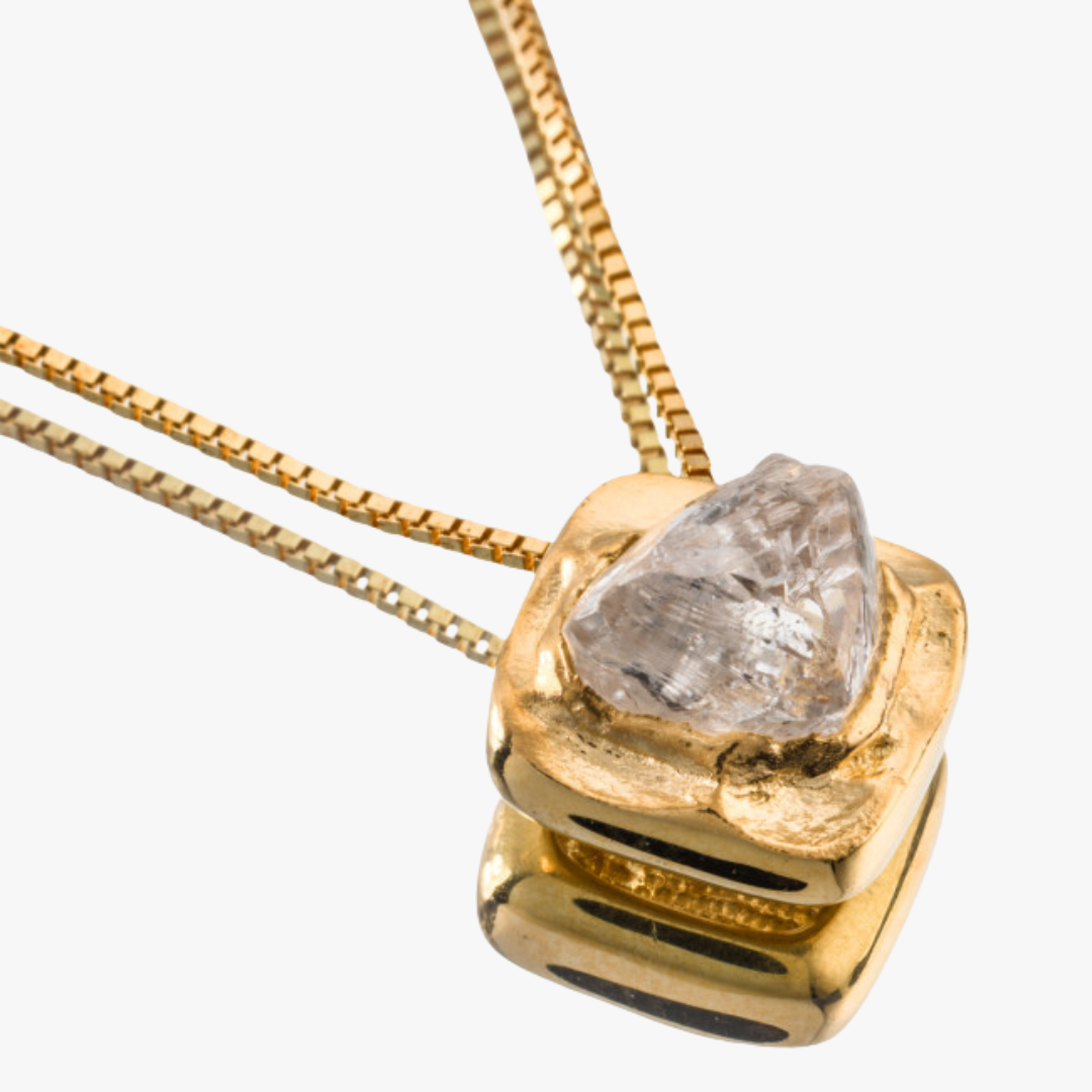 Gelbgold Halskette mit einem Natur diamanten