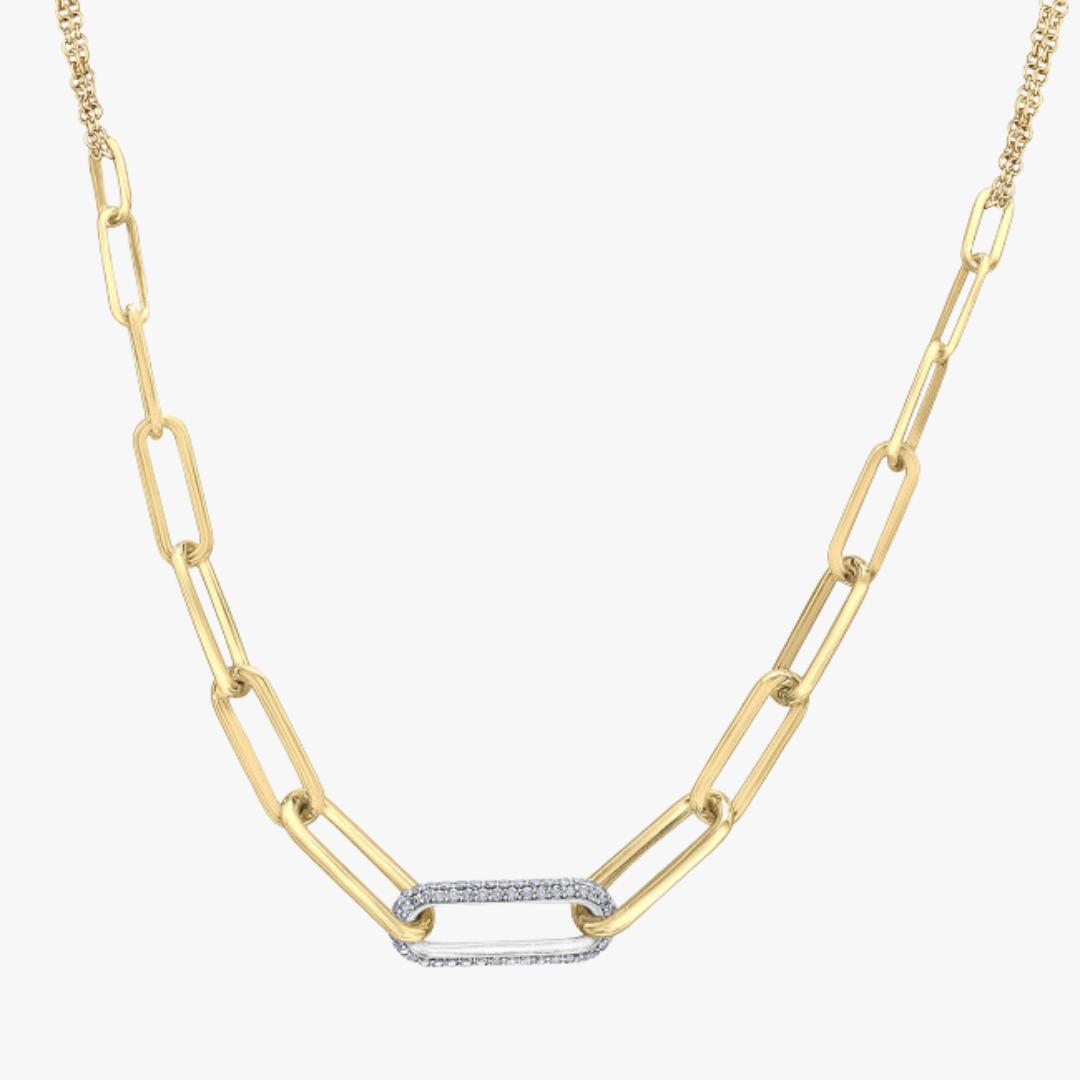 Glieder Halskette Gelbgold mit Diamanten