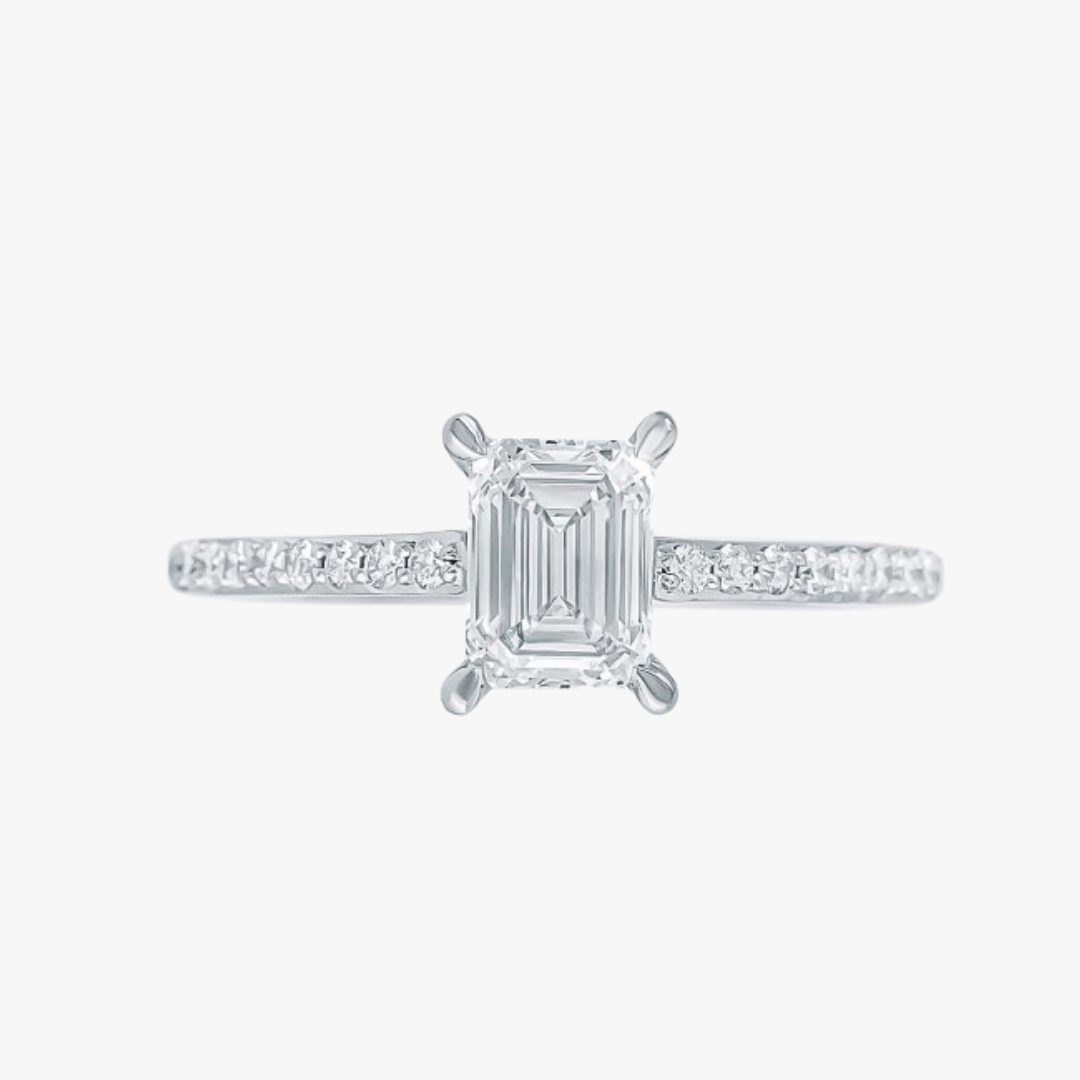Verlobungsring 14kt Weißgold mit 1.01ct Smaragd Lab-Grown Diamant