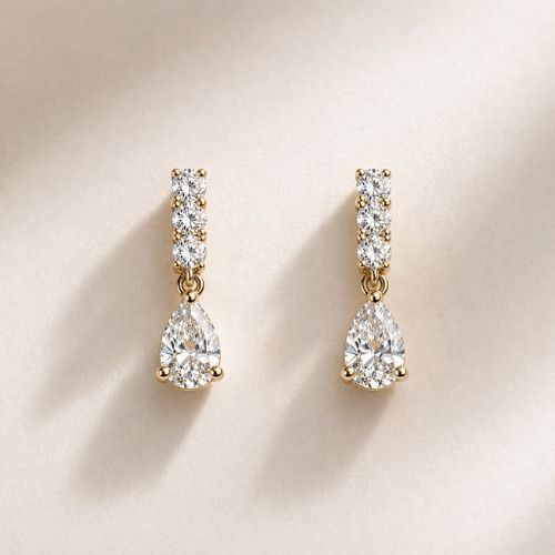 Hochzeits Ohrringe mit Diamanten in Gelbgold