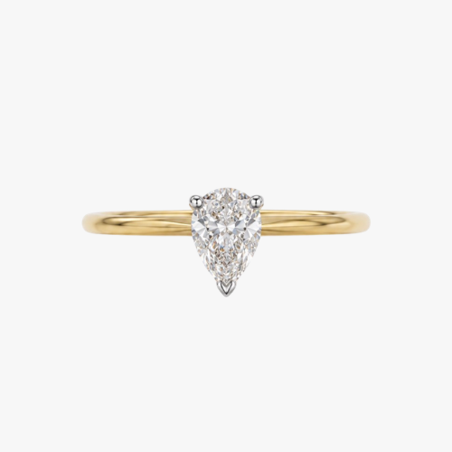 Verlobungsring mit Pear-shape Diamant in Gelbgold gefasst