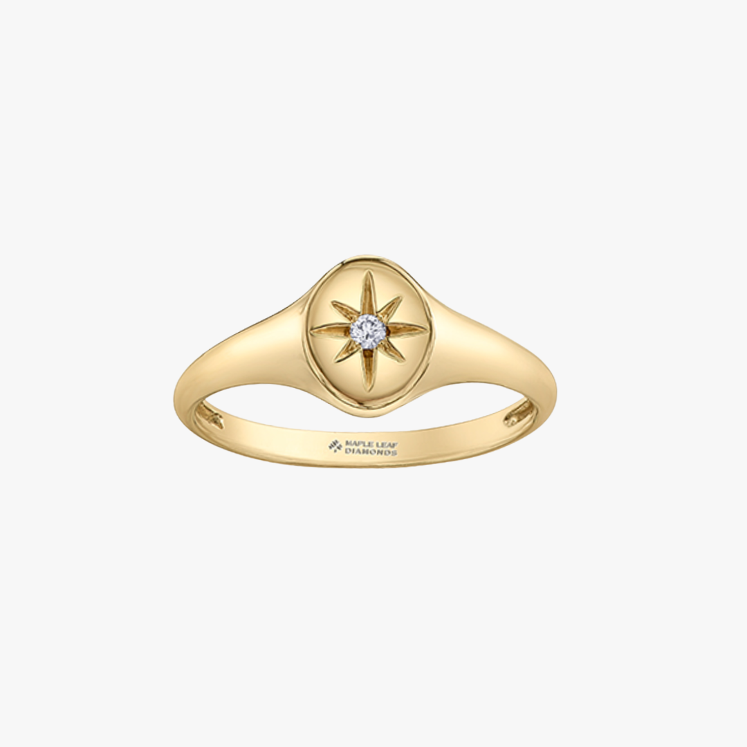 Pinky Ring in Gelbgold mit Diamant