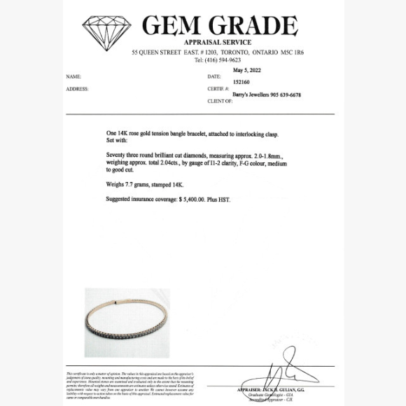 Diamant Tennis Armband in Rosègold GEM Grade Zertifikat