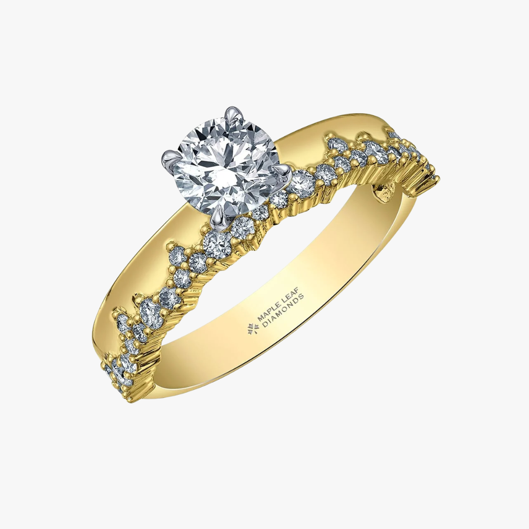 Verlobungsring 14kt Gelb- und Weissgold mit 0.50ct Natur Brillant