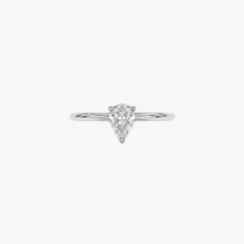 585 Weissgold Verlobungsring mit Pear-Shape Diamant Natur GIA