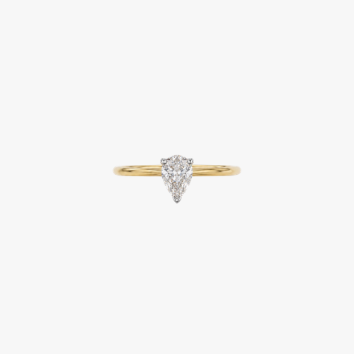 ELARA Verlobungsring 14kt Gelb- und Weißgold mit 0.80ct im Tropfenschliff Natur Diamant