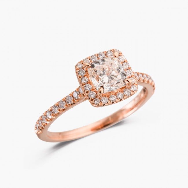 Verlobungsring in Rosègold in Radiant Schliff