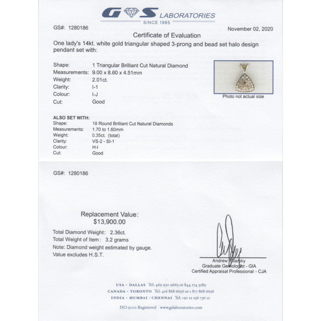 Diamant Halskette mit Triangle Farb Diamant