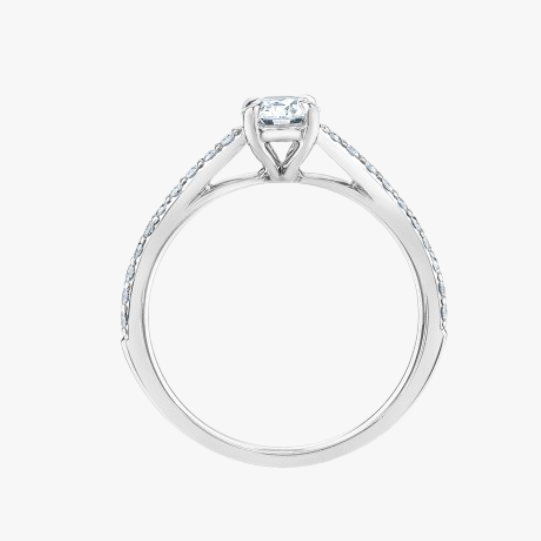 Verlobungsring unter 1500€ in Weißgold mit Labor Diamant Rund