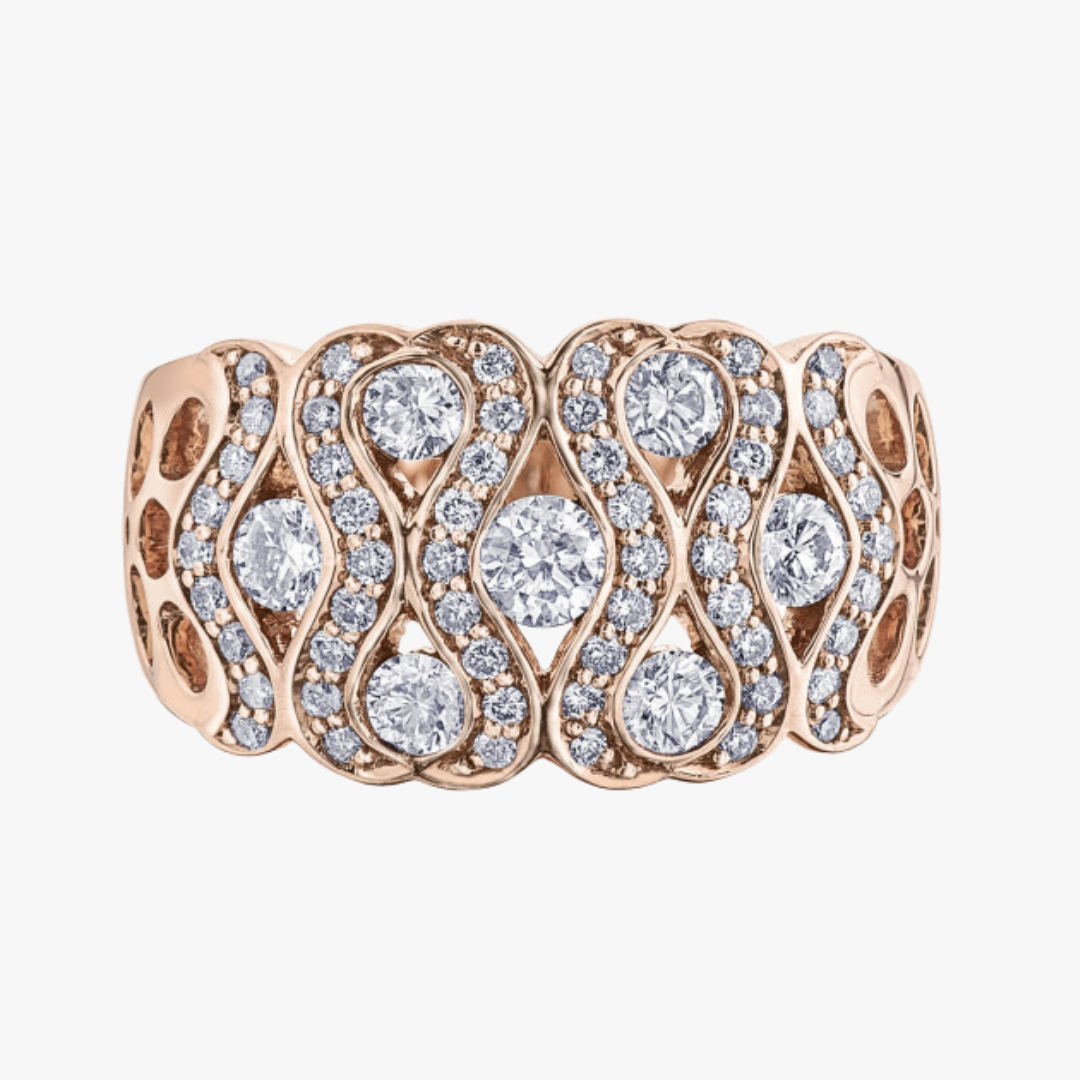 18kt Rosegold Maple Leaf Diamond Weddingband