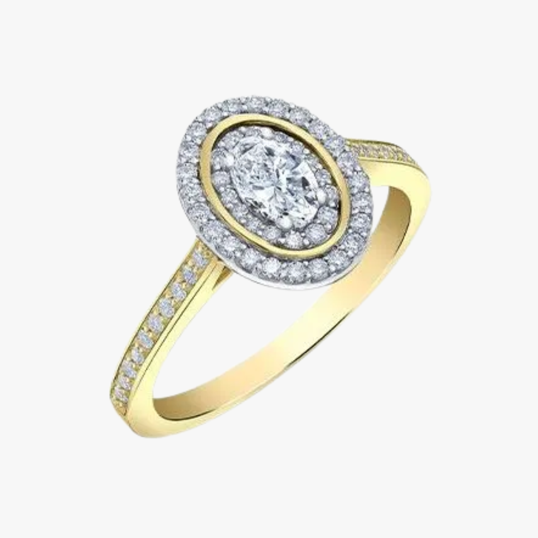Oval Maple Leaf Diamond Engagement Ring