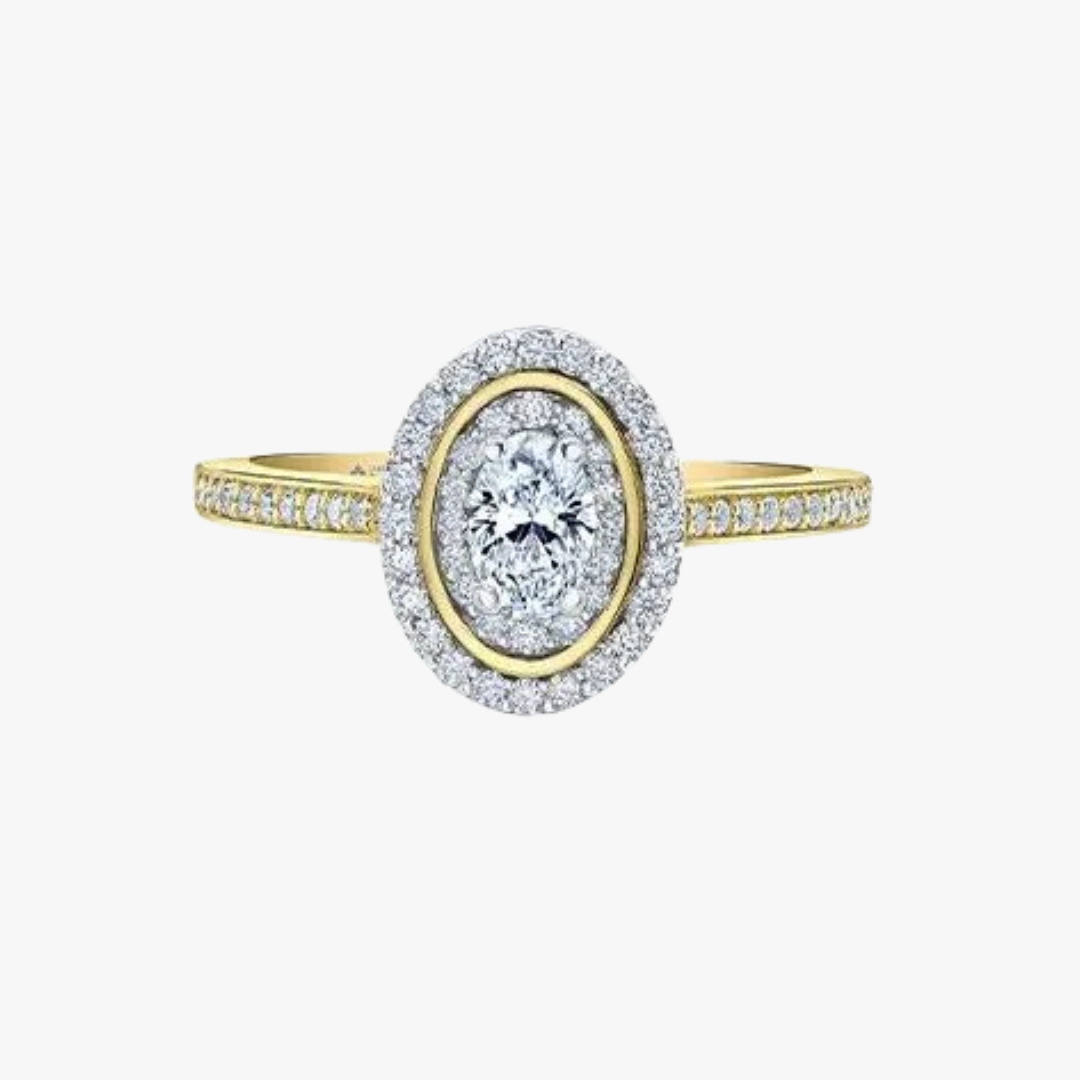 Oval Maple Leaf Diamond Engagement Ring