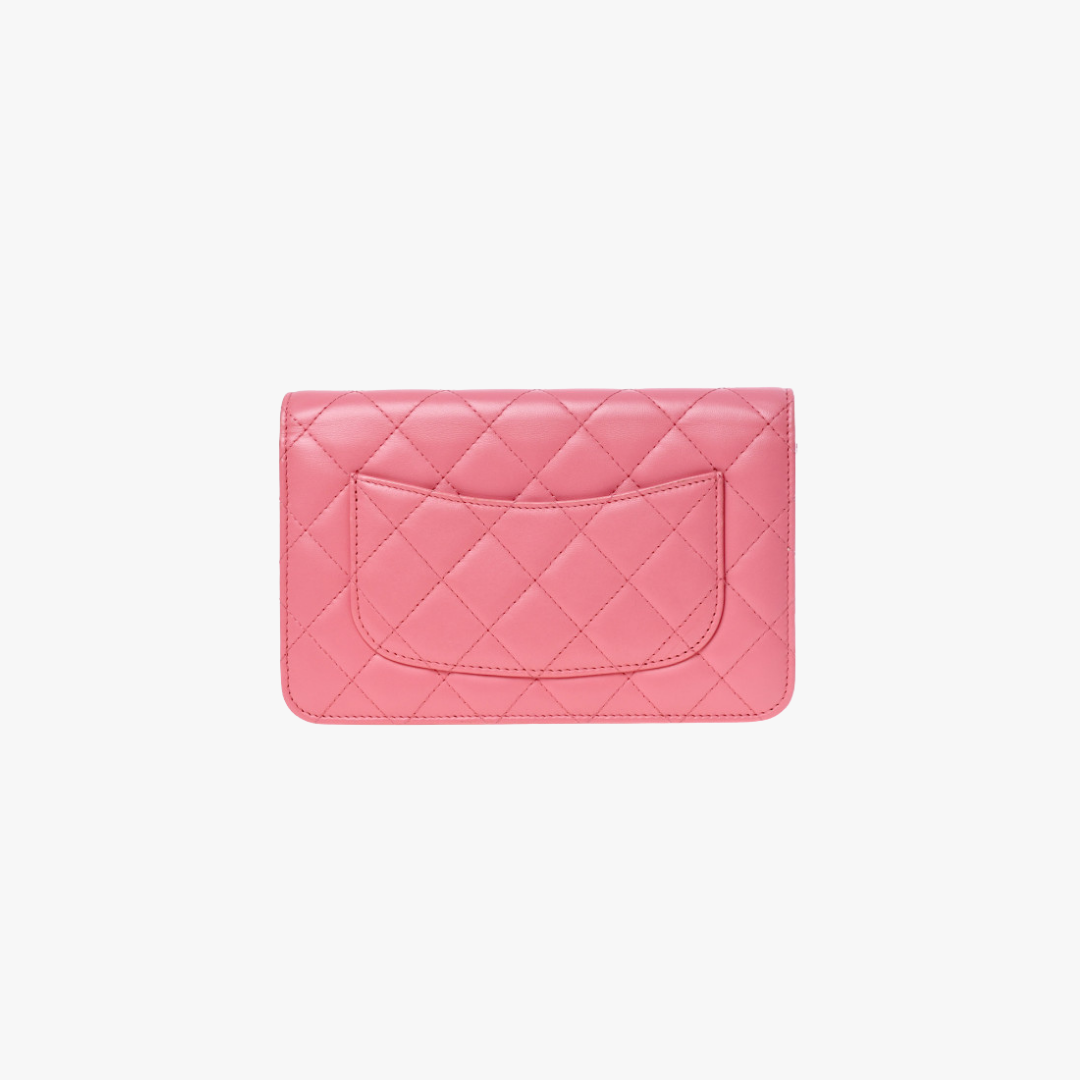 Chanel Pink Wallet on chain Handtasche 2nd Hand von hinten