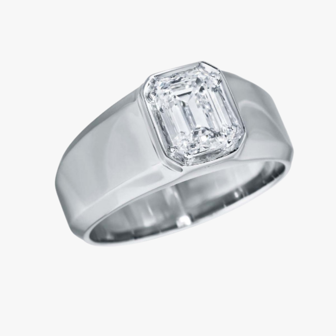 Herrenring 14kt Weißgold mit 2.00ct Lab-Grown Diamant