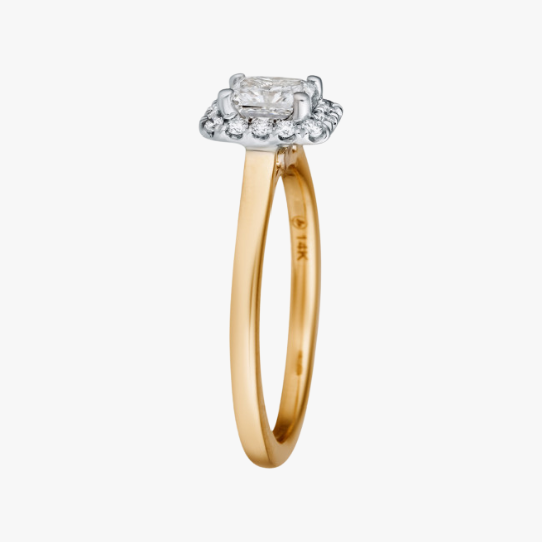 Lab-Grown Verlobungsring 14kt Gelbgold mit 0.71ct Radiant Diamant