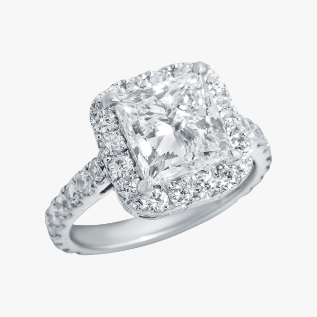 Verlobungsring 14kt Weißgold mit 3.18ct Lab-Grown Princess Diamant