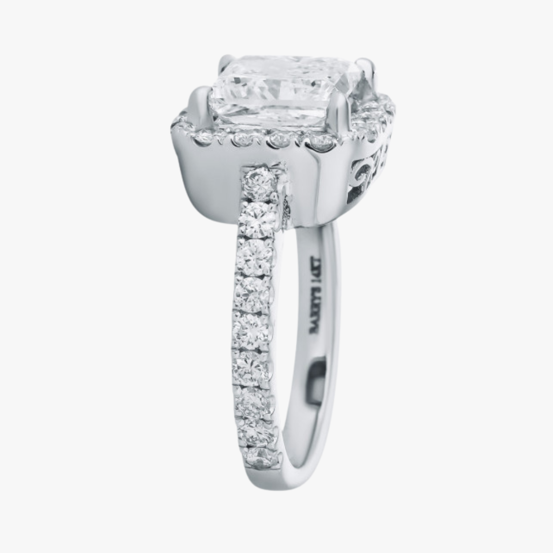Verlobungsring 14kt Weißgold mit 3.18ct Lab-Grown Princess Diamant