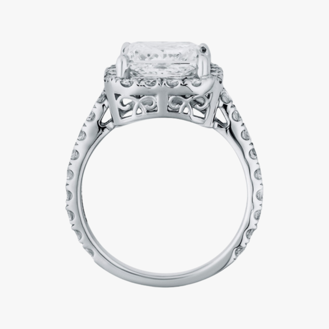 Verlobungsring 14kt Weißgold mit 3.18ct Lab-Grown Princess Diamant