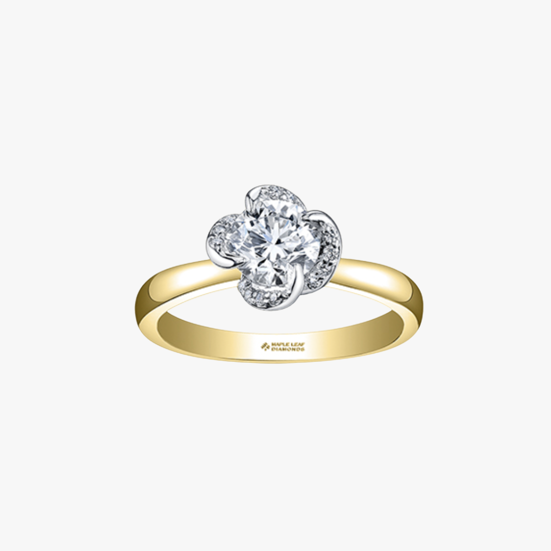 Maple Leaf Verlobungsring mit Natur Diamant