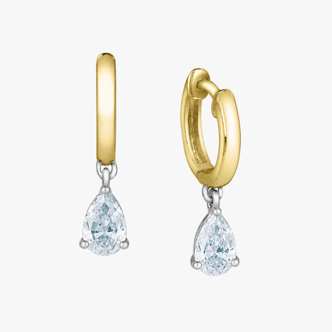 Gelbgold Creolen mit Diamant Anhänger
