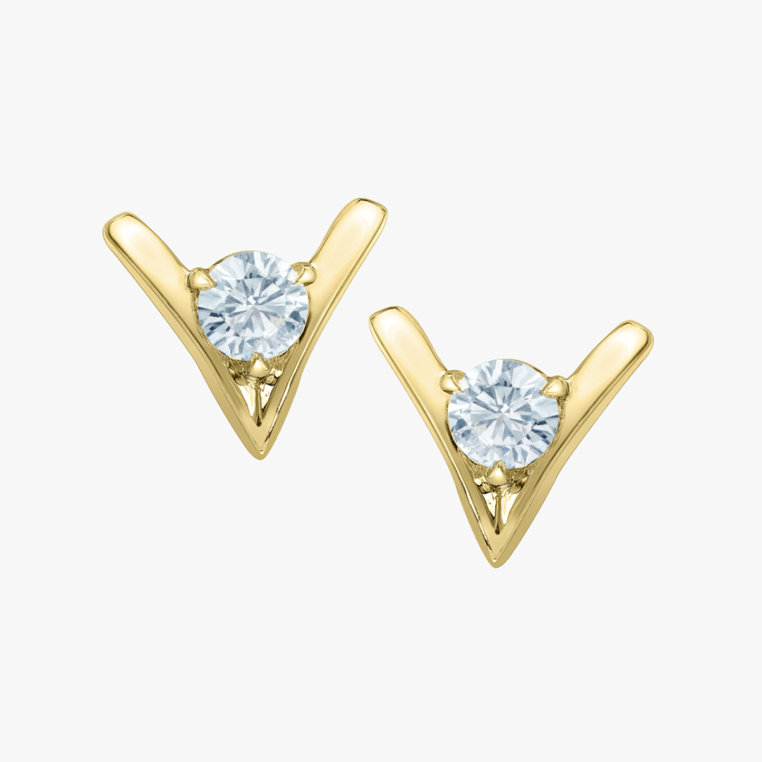 V Shape Brillant Ohrstecker in Gelbgold